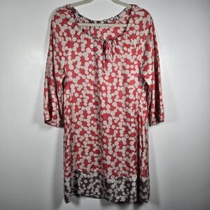 Boden Silk Blend Pink White Polkadot 3/4 Balloon Sleeve Shift Dress Size 10